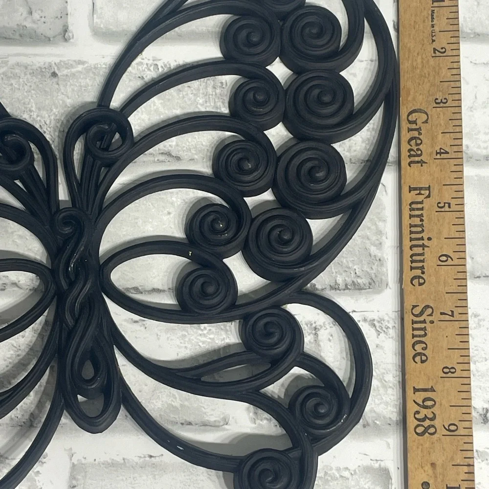 Vintage 1970's Burwood Products Butterfly Wall Decor Set of 2 Black. Resin. MCM.